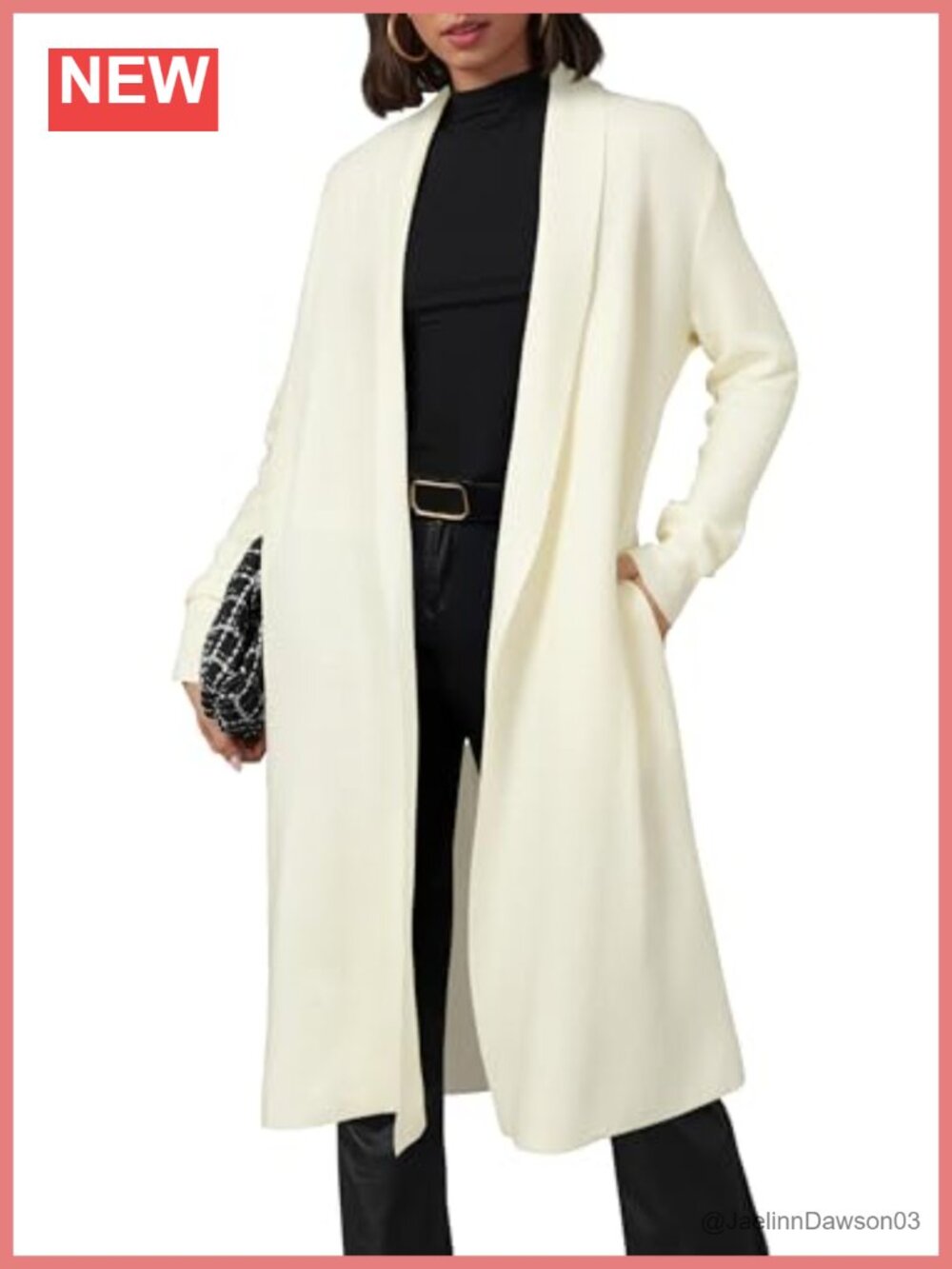 Wool blend maxi cardigan open front oversized long coat with pockets